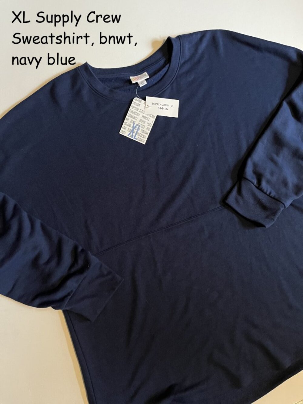XL Lularoe Supply Crewneck sweatshirt, navy blue